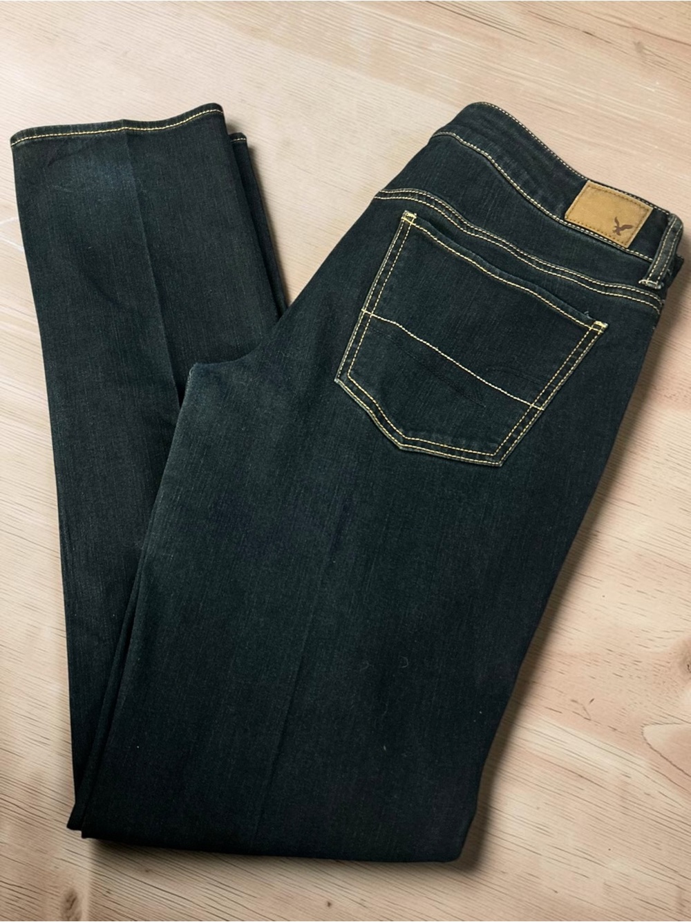 American Eagle Outfitters Straight Jeans Womens Size 12 Long Dark Wash Stretch